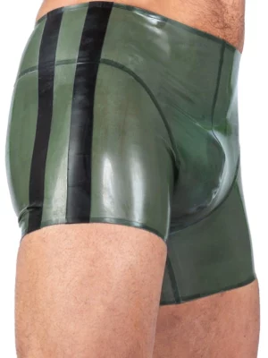 Latex Green Black Stripes Shorts