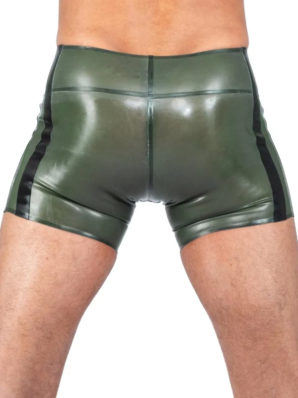 Latex Green Black Stripes Shorts