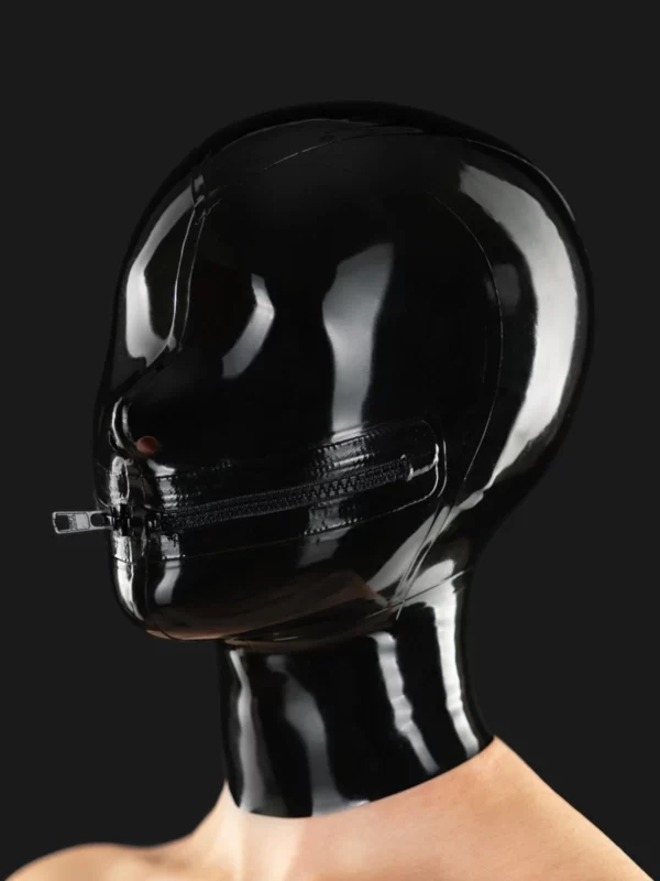 Latex mask with mouth zipper