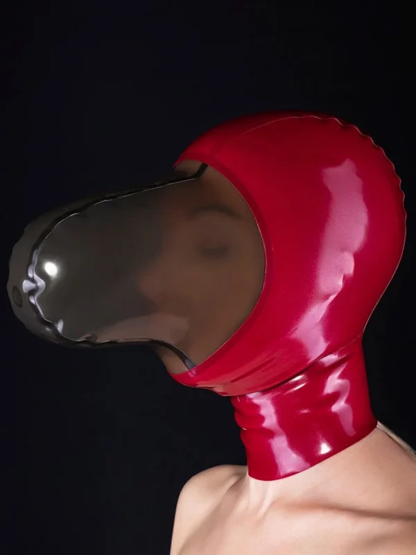 Mask without zipper with translucent face and small hole for breathing