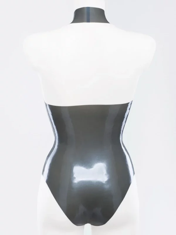 Latex swimsuit with high neck