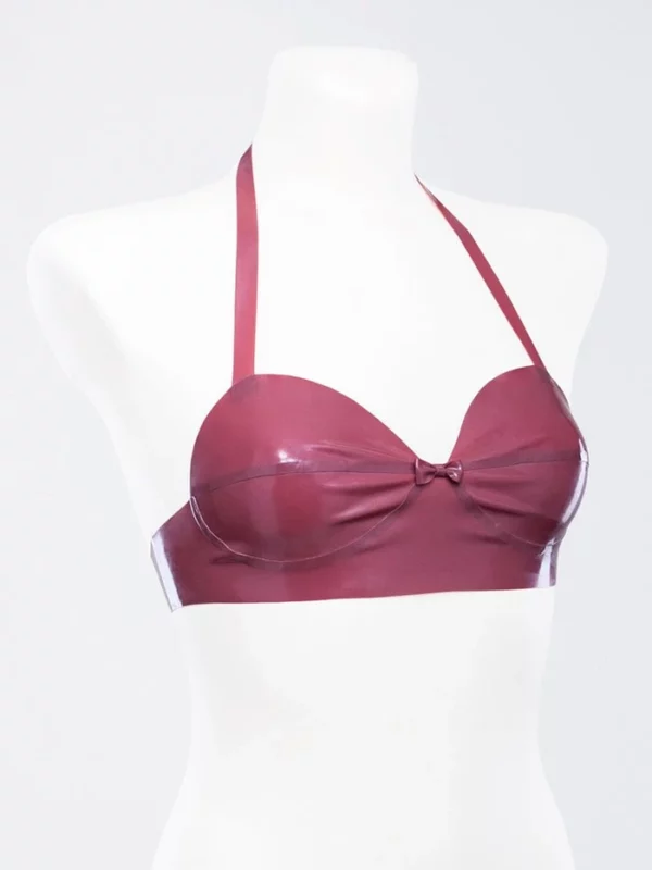 Latex bra decorated with small bow