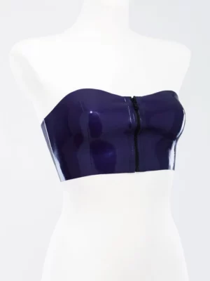 Latex top with short sleeves and breast cups