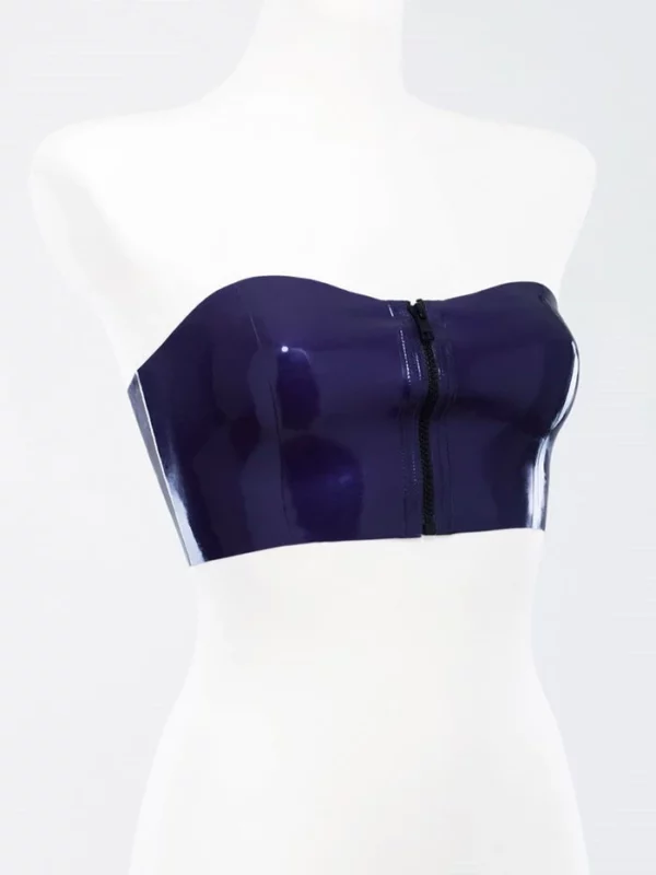 Latex top with front zipper