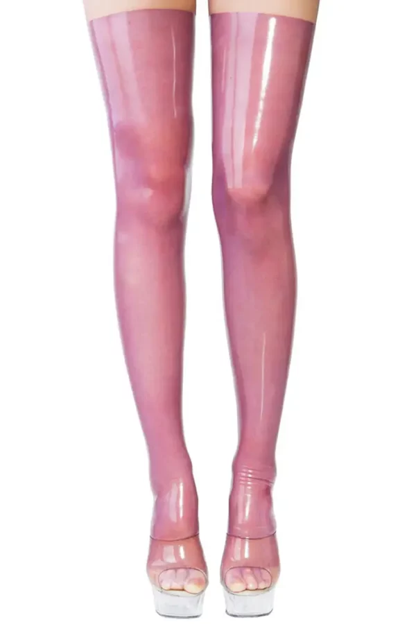 Stockings made of translucent latex with back seam