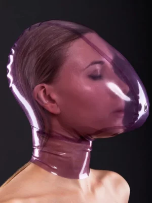 Latex ecstasy mask with a small hole for breath control