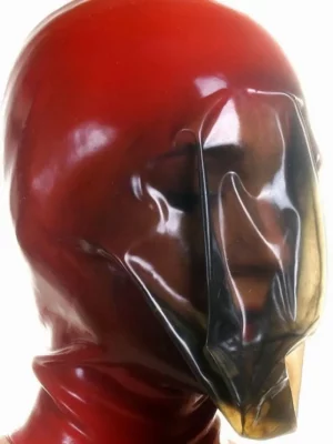 Mouth zippered nostril breathing latex mask