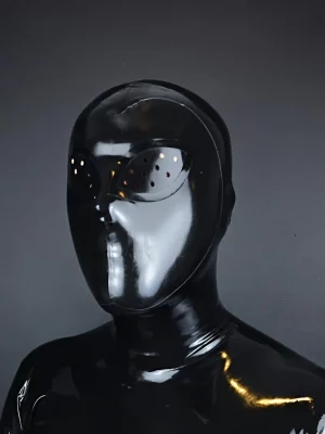 Premium Latex Mask With Zipper Hood And Eye Covering