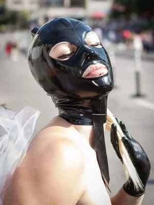 Ponytail perforated latex hood