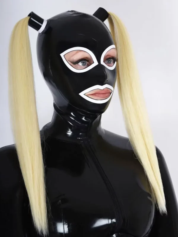 The Kinky Pigtails Latex Hood