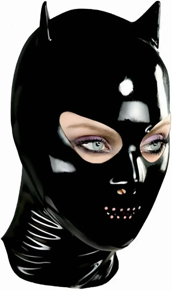 Sexy Black Latex Hood Small Ear Elastic Hood