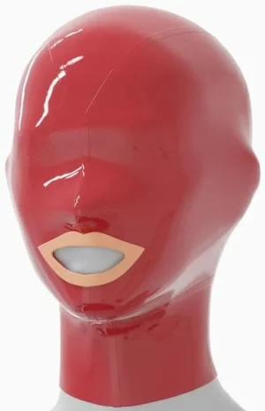 Unisex Latex Hood with Mouth Hole and Back Finer