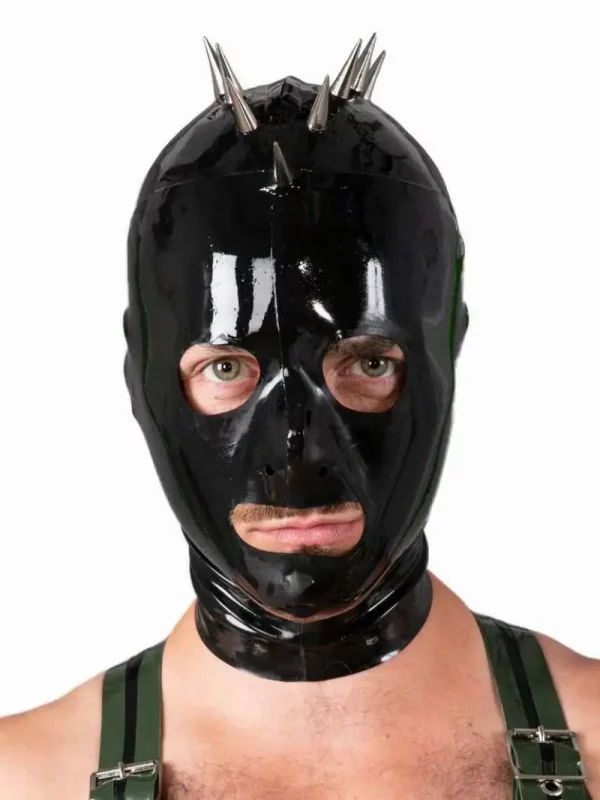 Latex Spiked Mohawk Hood