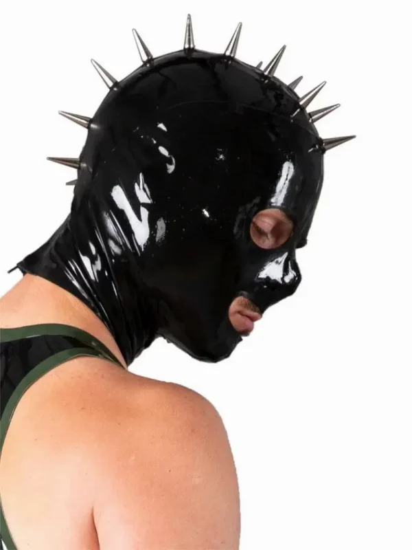 Latex Spiked Mohawk Hood