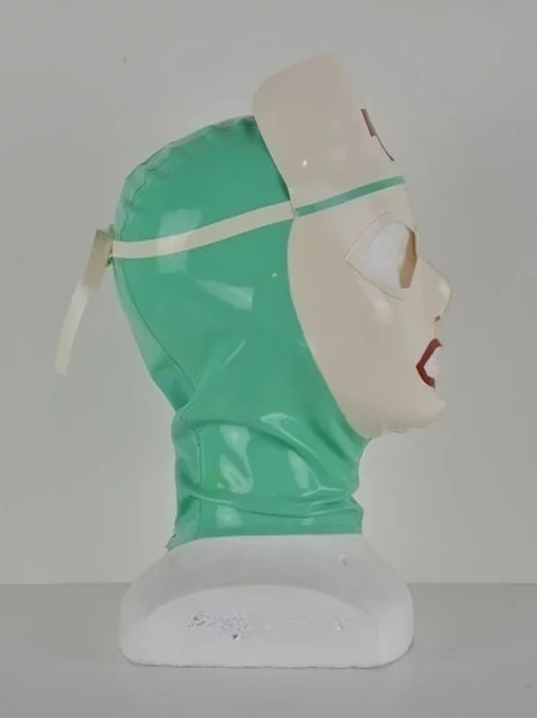 Latex hood designed for a nurse costume